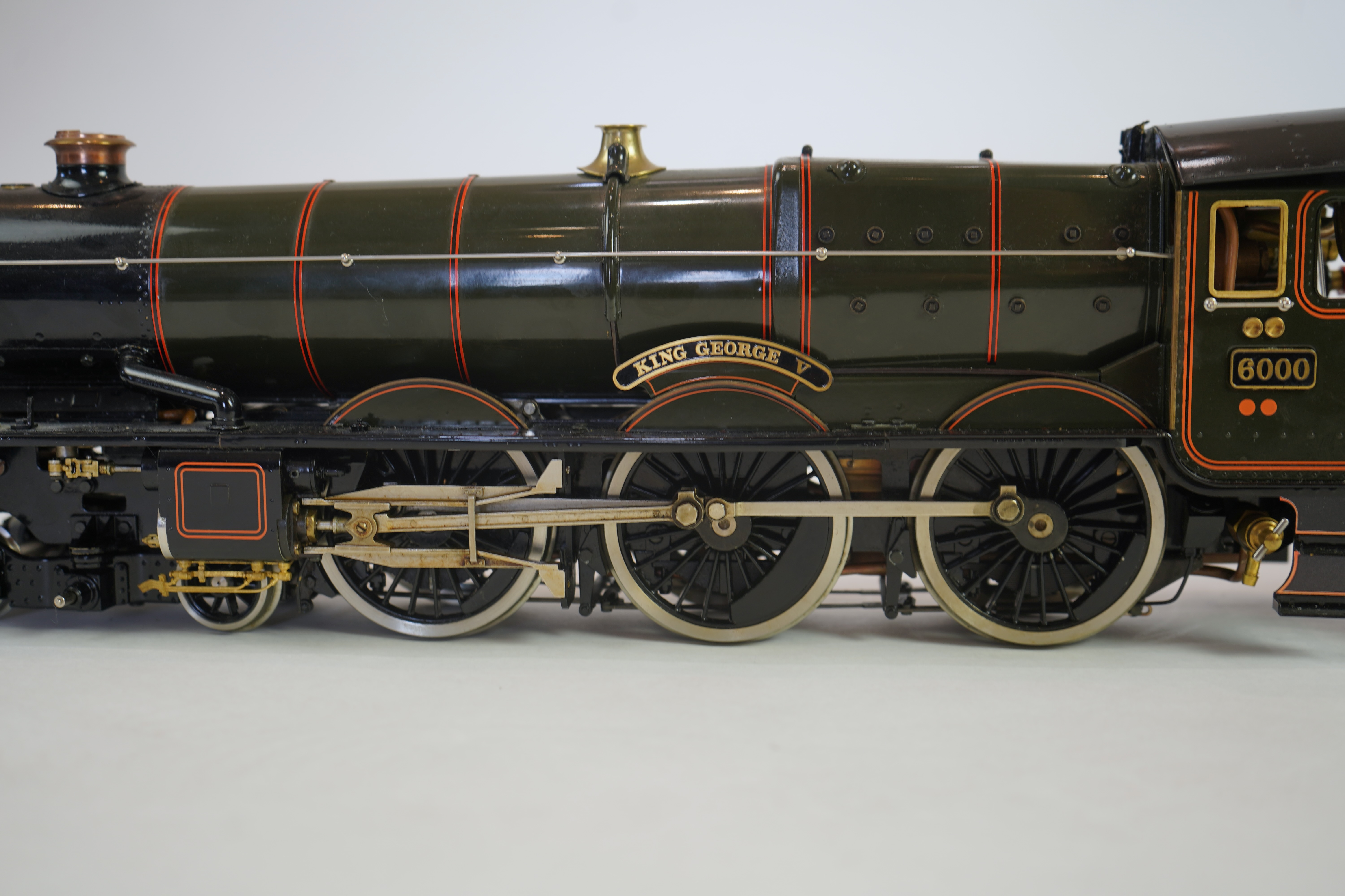 A Gauge One Aster Hobbies live steam GWR King Class, 4-6-0 tender locomotive, King George V 6000, with spirit fired working four cylinder motion, with assembly and operating instructions.